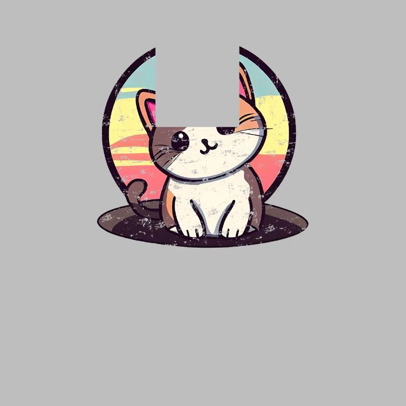 Chat mignon avec fond de coucher de soleil