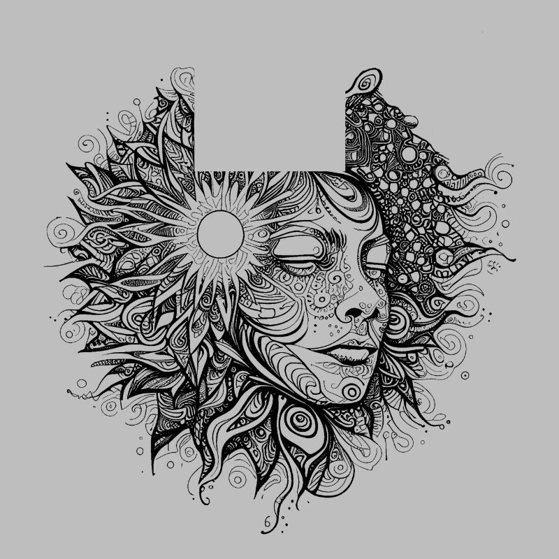 Boho Artwork, Woman with Sun Pattern