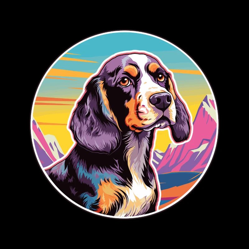 Ariege Pointer chien race dessin animé Kawaii aquarelle
