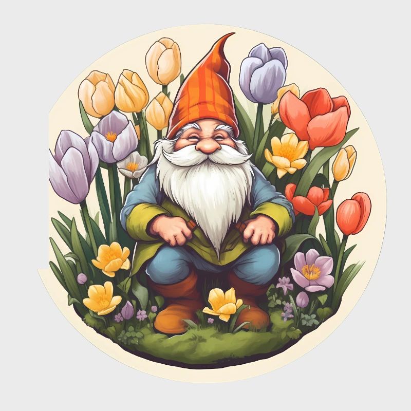 Nain dans le champ de fleurs