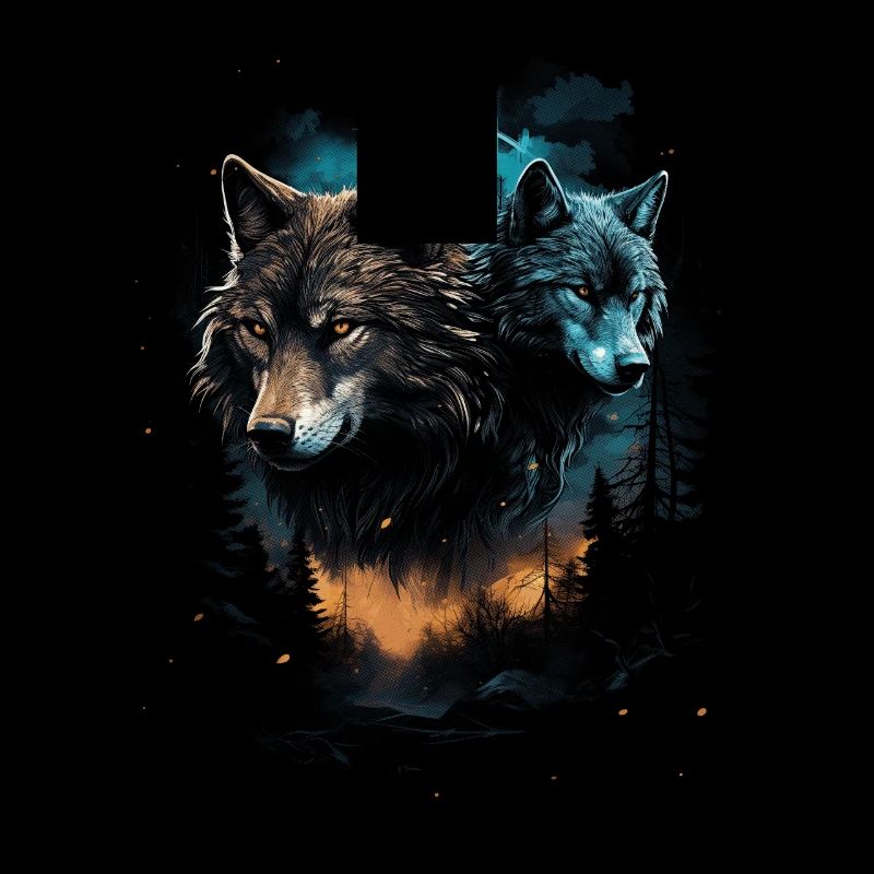 Dunkle Kunst Wolf Wald Mythisch