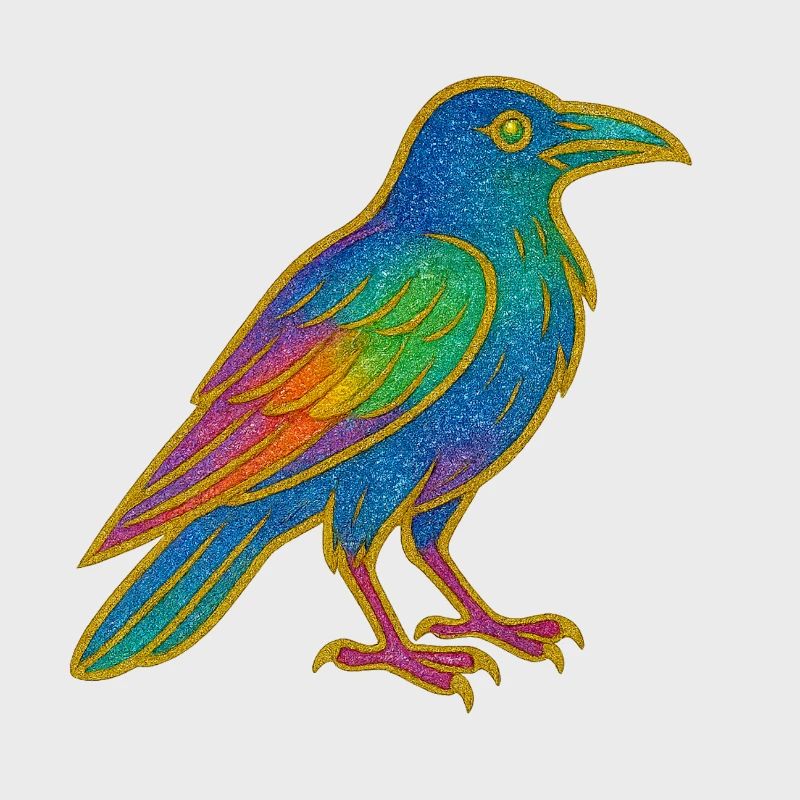 Rainbow Raven Patch Design