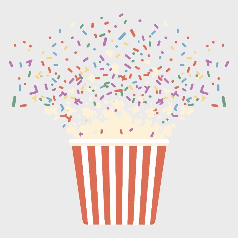 Explosion de pop-corn coloré avec des pépites pour