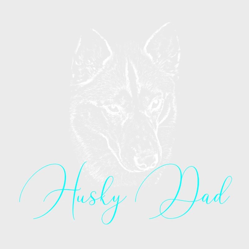 Husky Dad Silhouette Neon Script