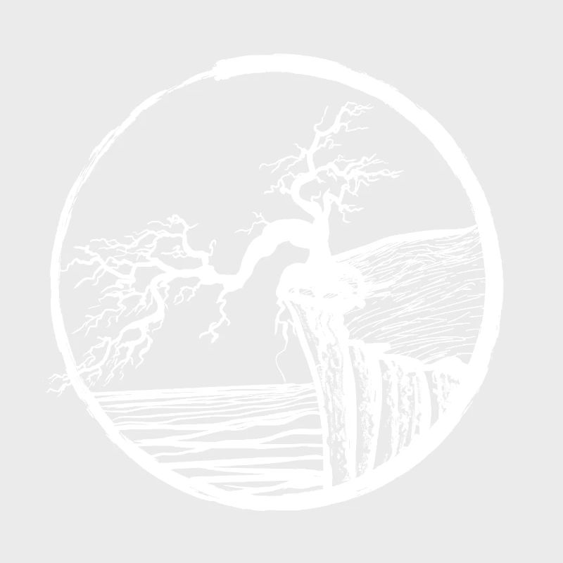 Landscape with tree on cliff edge