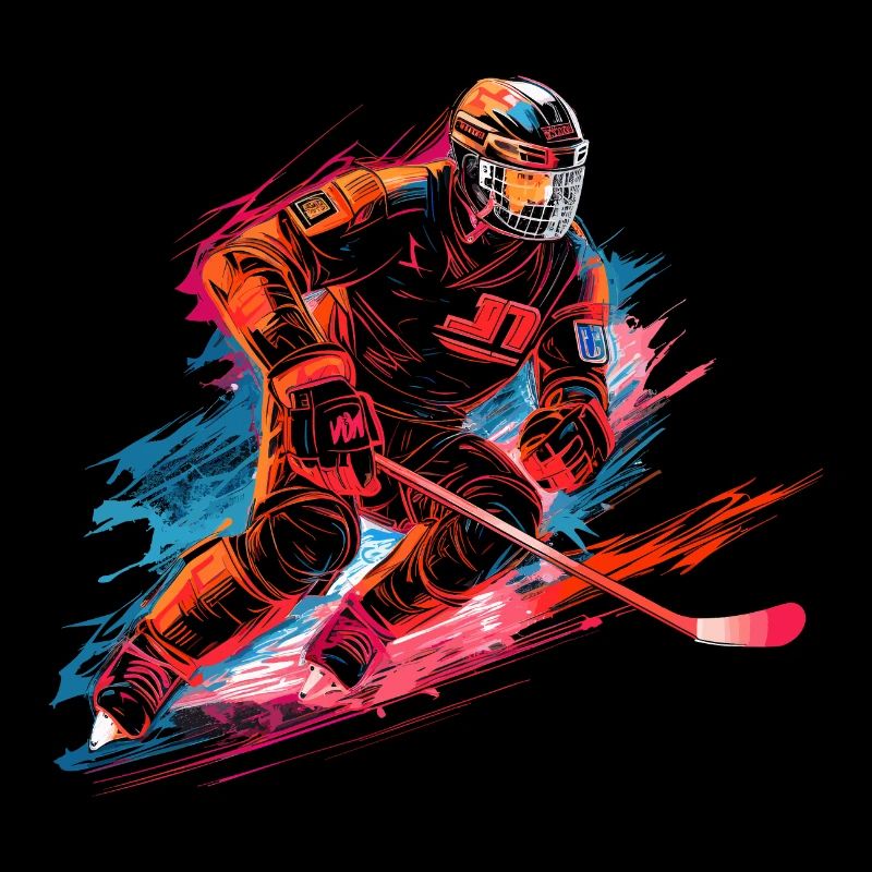 Hockeyspieler mit Hockeyschläger auf der Eisbahn