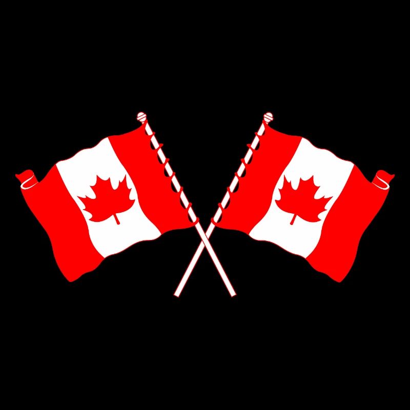 Deux drapeaux du Canada croisés avec une feuille d’érable