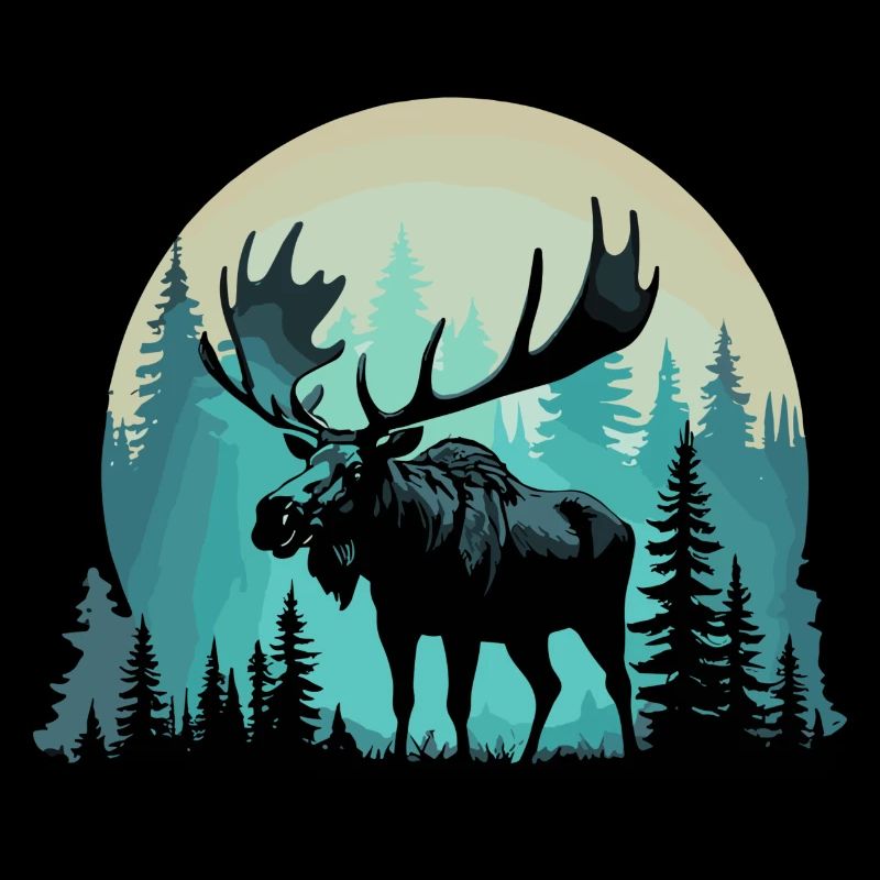 Elchsilhouette cool im Wald schöne Landschaft