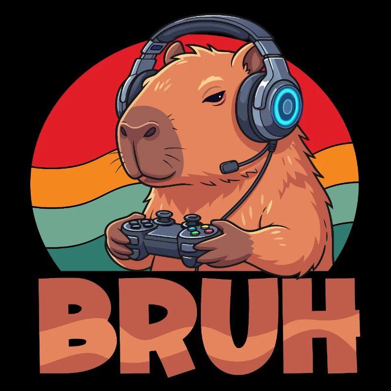 Capybaras Retro Bruh Gaming Mignons