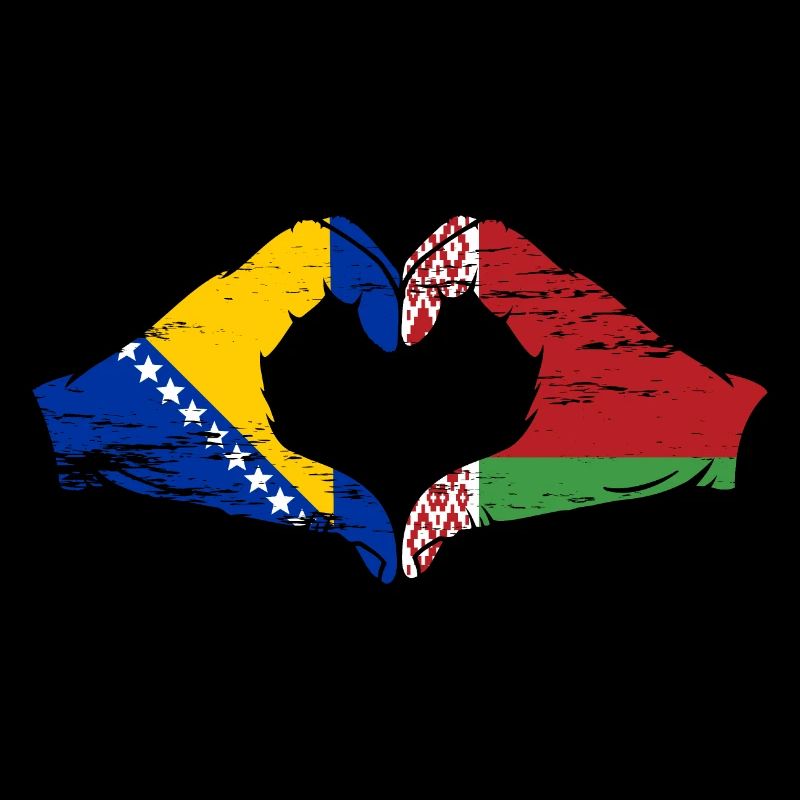 Bosnie Biélorussie drapeau mains forme de coeur utilisé