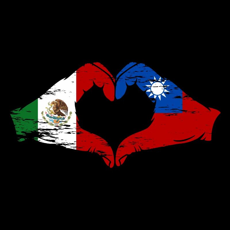 Mexique Taiwan drapeau mains forme de coeur utilisé