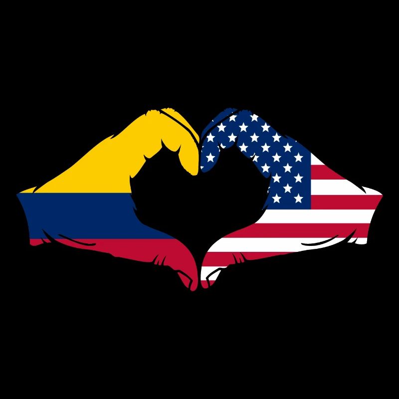Colombie États-Unis Drapeau Mains Coeur Forme