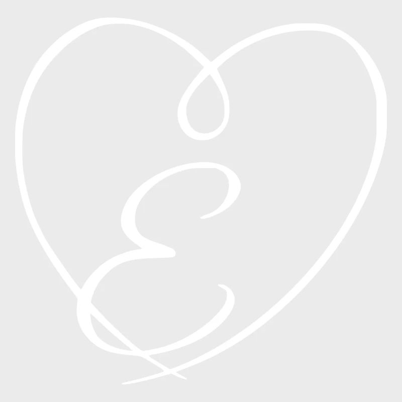 Letter E Calligraphy Heart