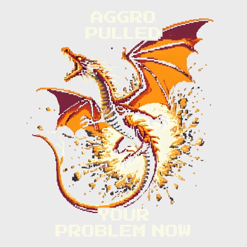 Aggro gezogen – dein Problem | Drache Pixel Art