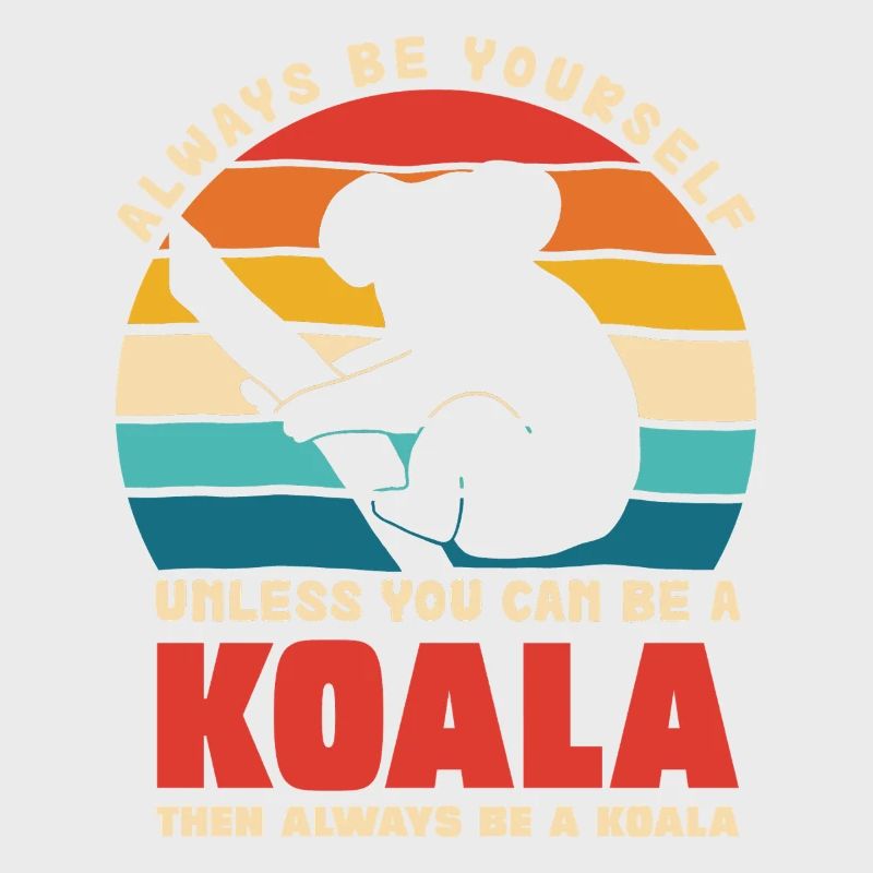 Koala Motto Rétro Coucher de soleil