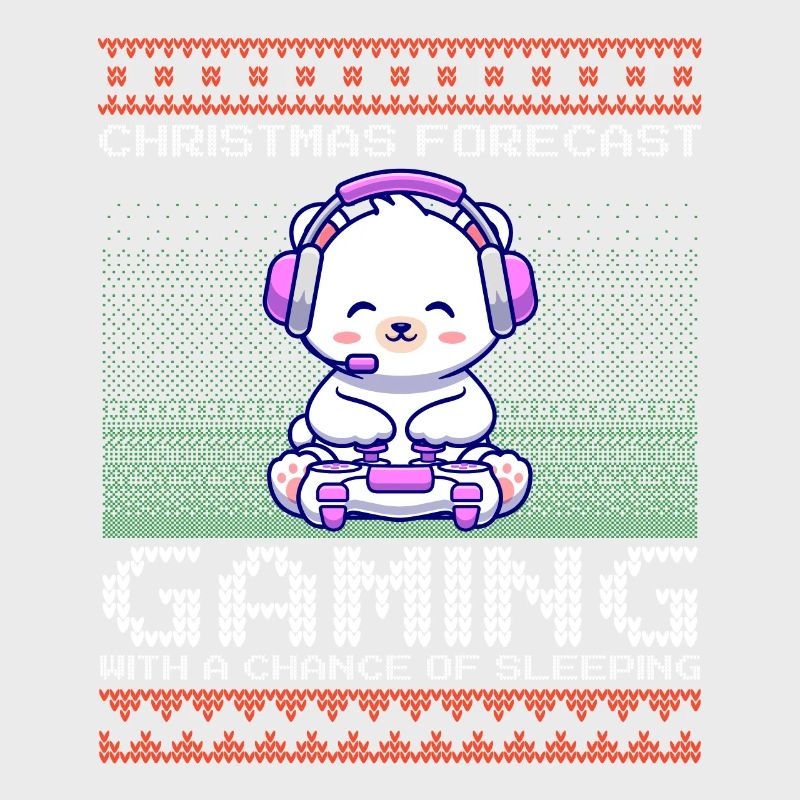 Funny Christmas Forecast Gaming Eisbär Ugly Xmas