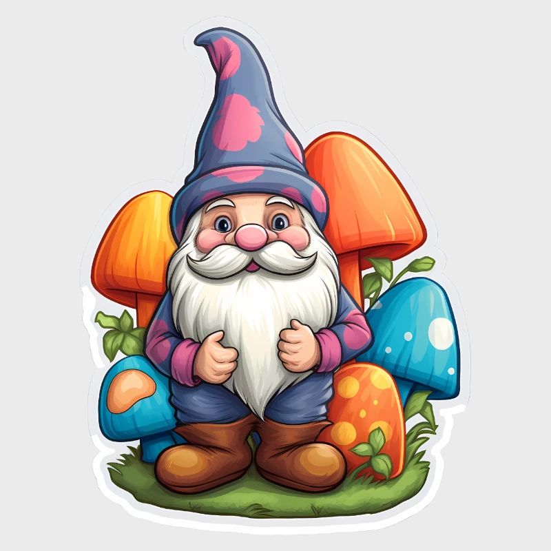 Dwarf surrounded by mushrooms