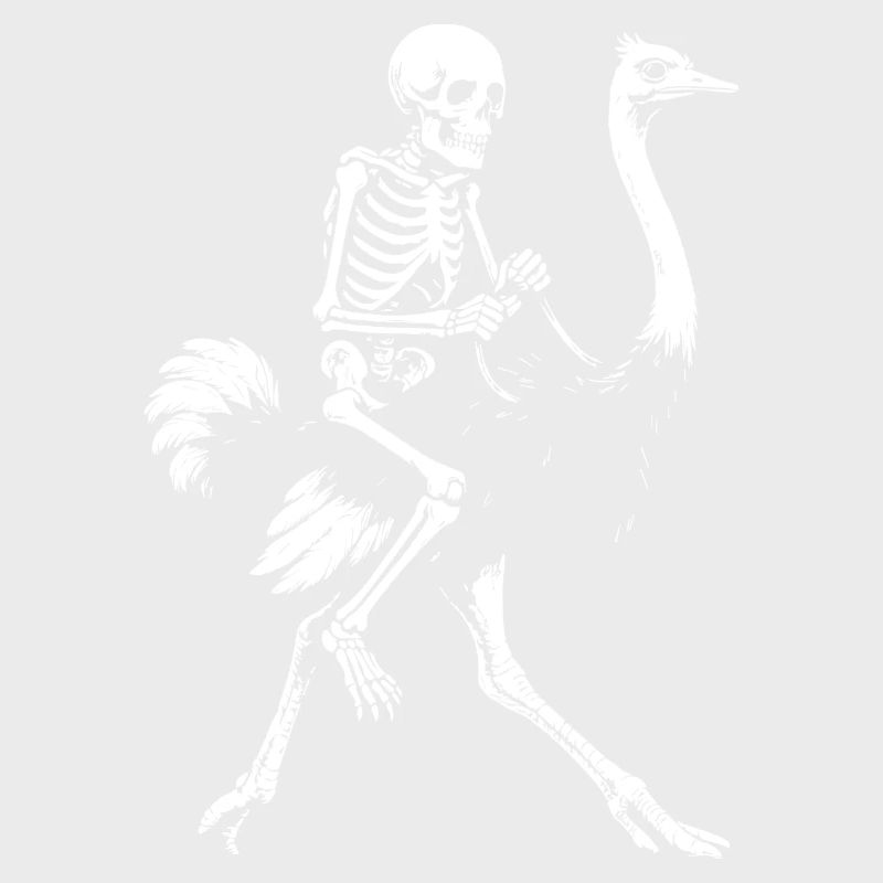 Unheimliches Skelett auf fliegendem Strauß Illustration