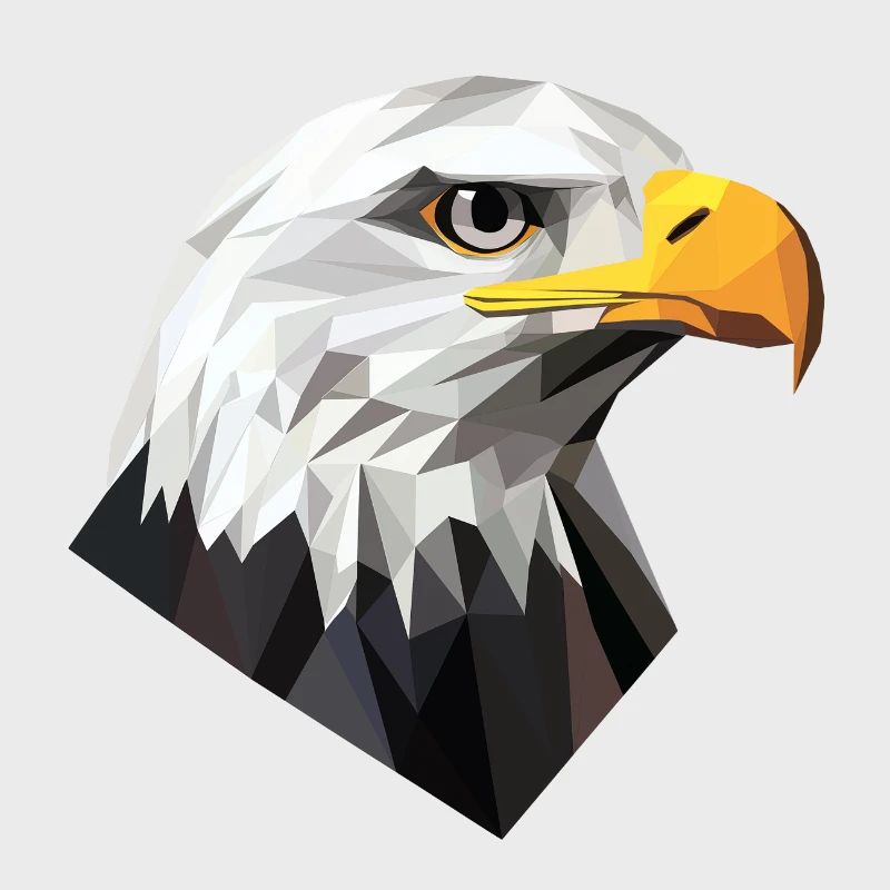 Conception du logo Low Poly de la tête d’aigle