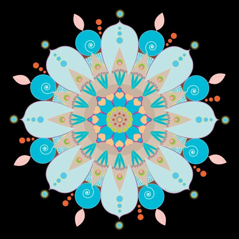 Mandala Blume, blau, sand