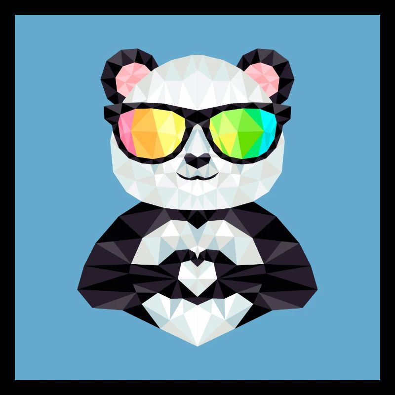 Panda With Rainbow Sunglasses Low Poly Style