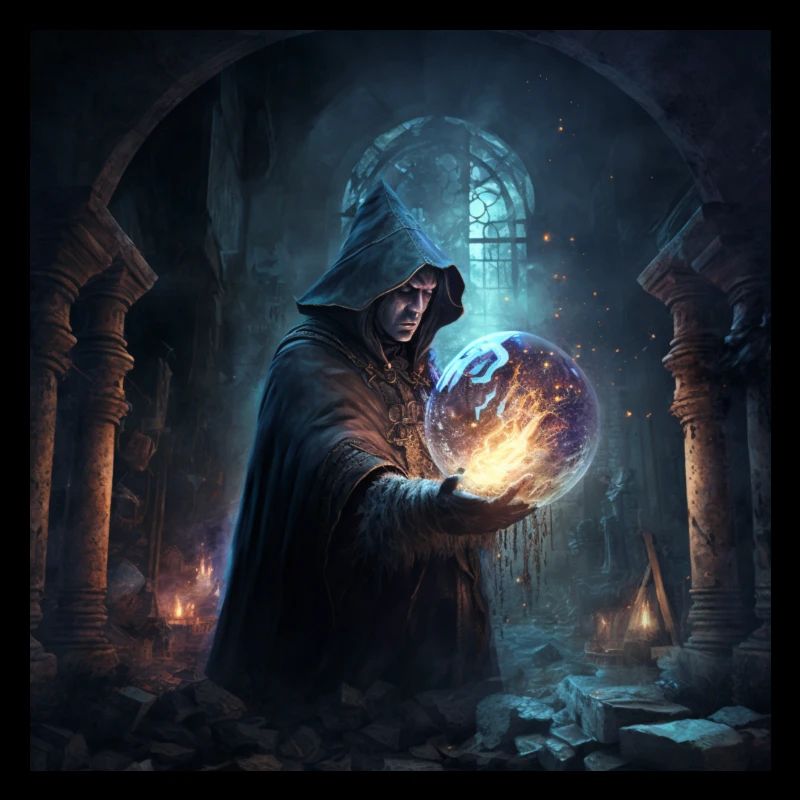 A powerful wizard casting a spell