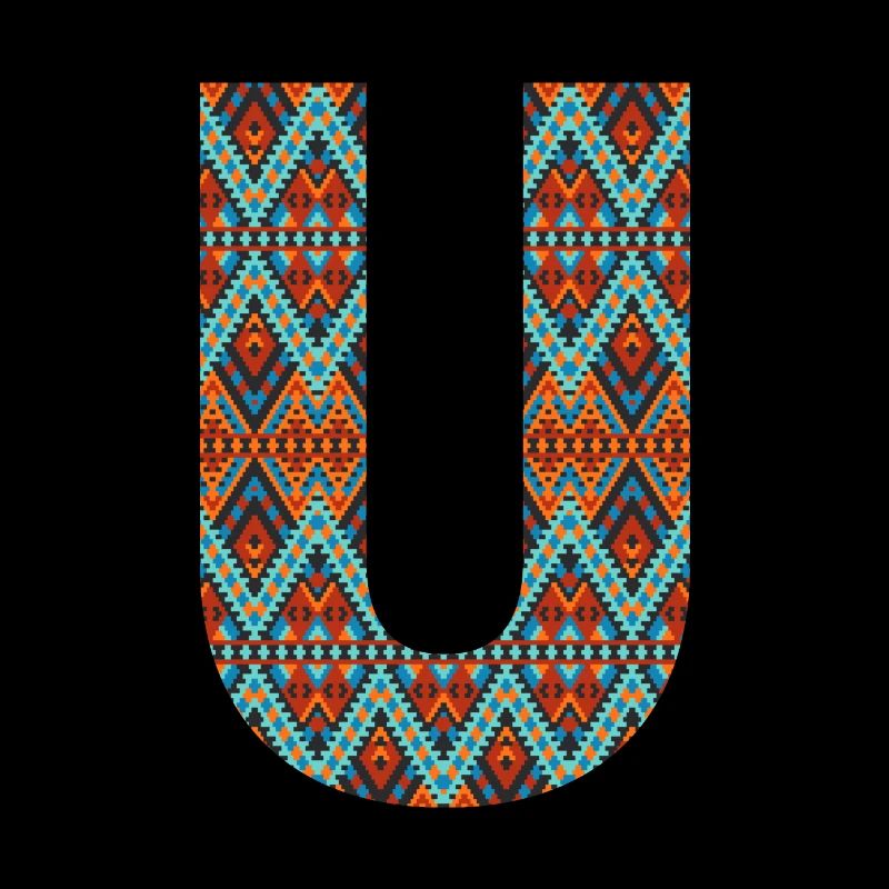 Lettre U- boho design, Monogramme coloré
