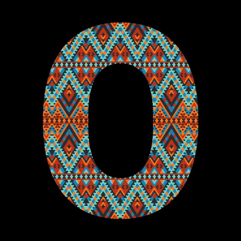 Buchstabe O- Boho-Design, buntes Monogramm