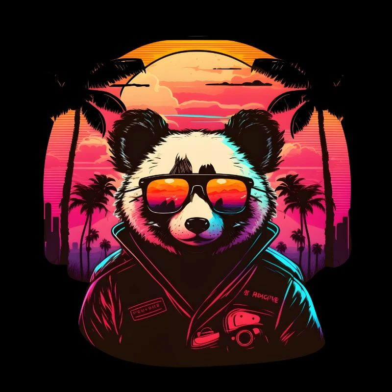 Synthwave Panda Sunset