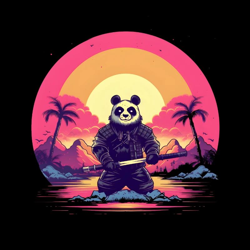 Synthwave Panda Samurai