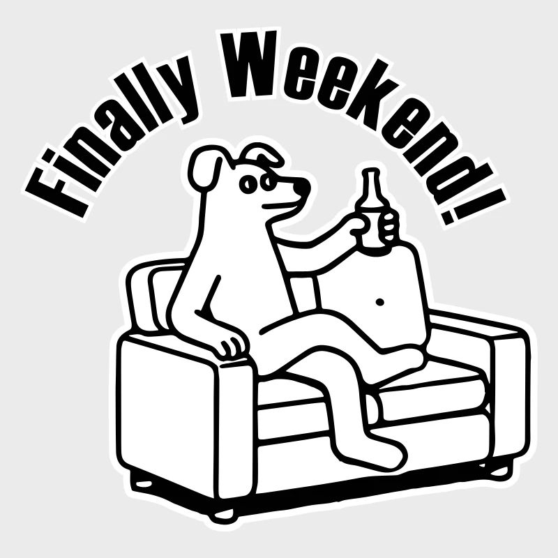 Hund auf der Couch - "Endlich Wochenende!" Entwurf