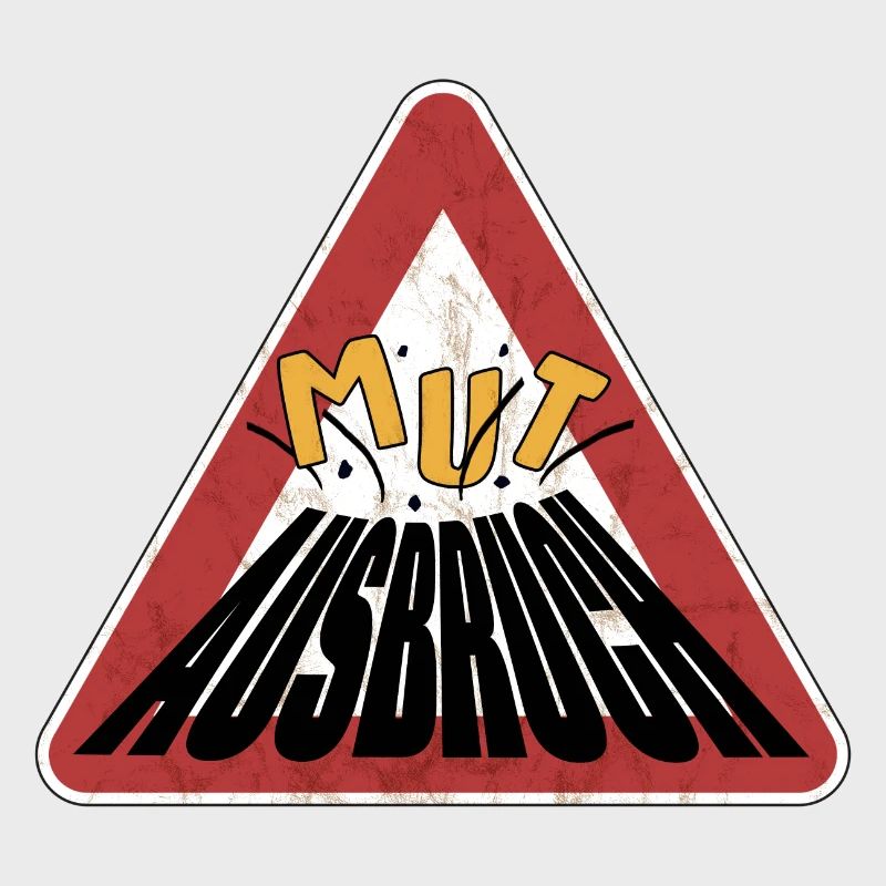 Caution rusty shield courage erupting volcano