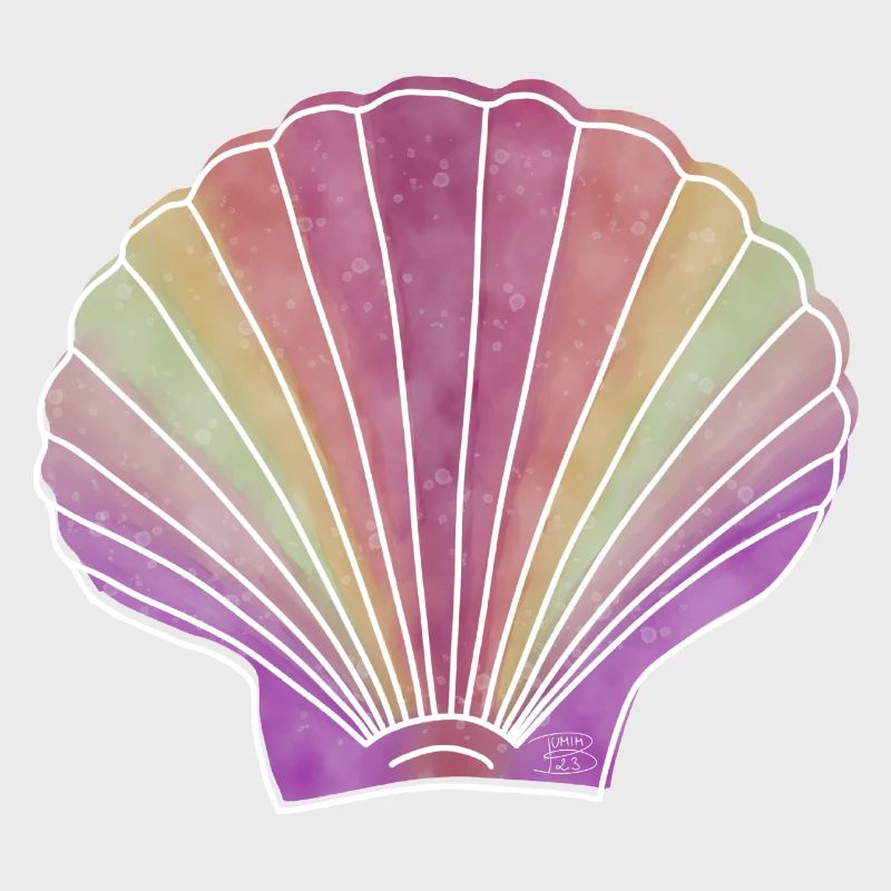 "Scallop", Boho Line Art Design, "Shells"