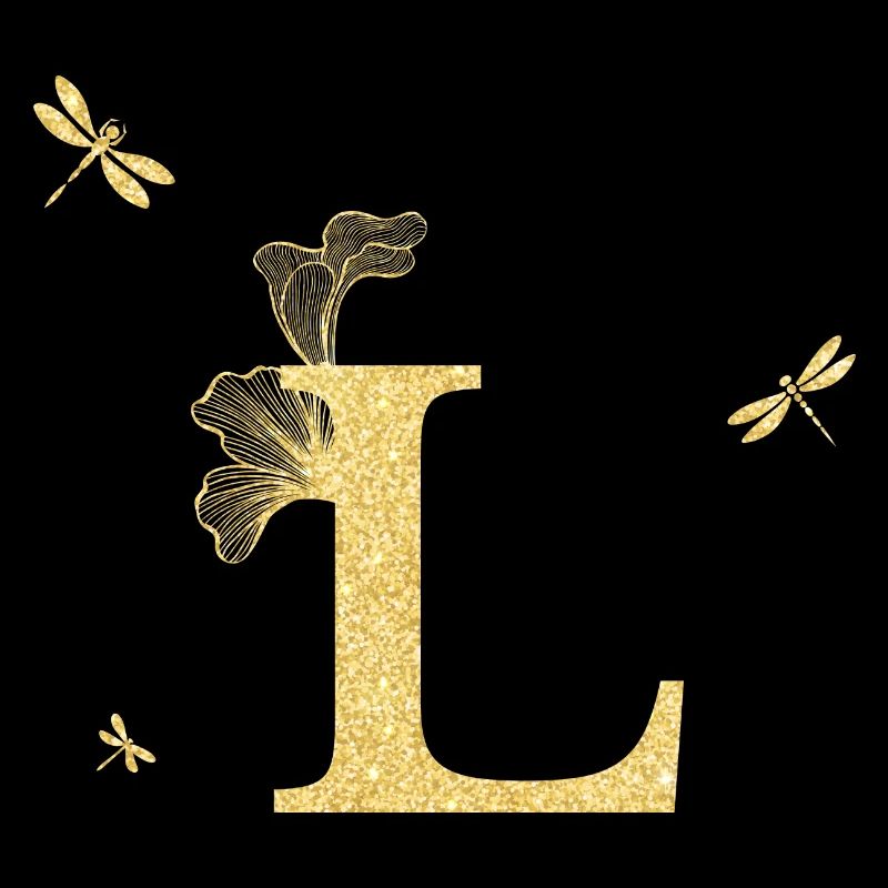 Buchstabe l Goldene Glitzerlibelle - Geschenkidee