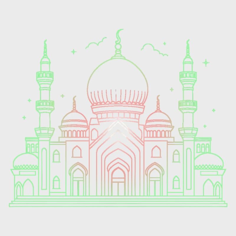 Moschee Stern Halbmond stilisiert grün oder schwarz