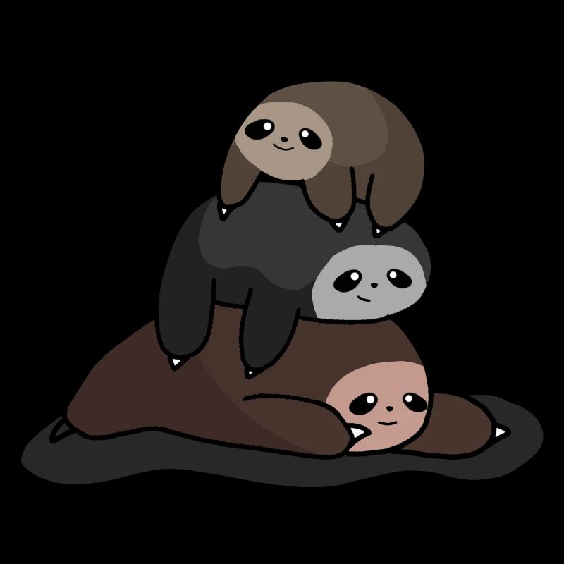 Cute sloths Stacked togethers, Kawaii Sloth