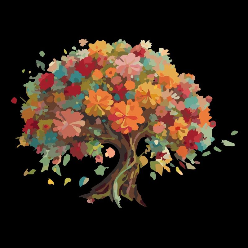 Baum-Bonsai bunt mit Laubblättern
