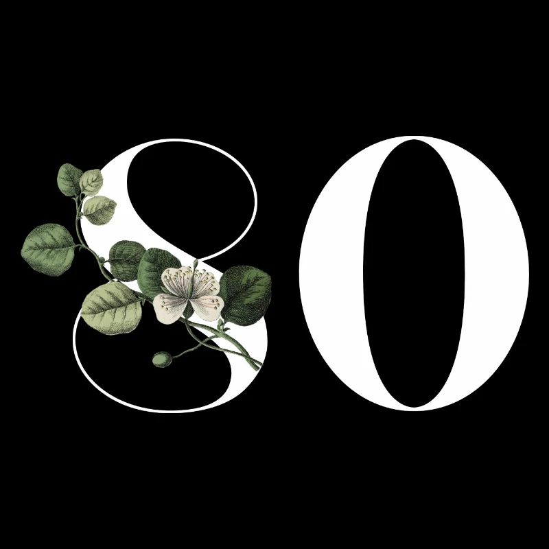 Nummer 80 Blumengrün - 80. Geburtstag Blumen