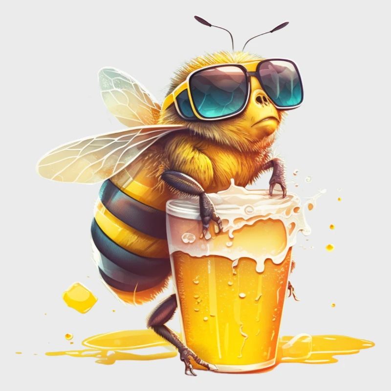 Cool bee enjoys her beer
