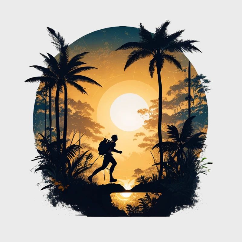 Adventurous - hikers under palm trees