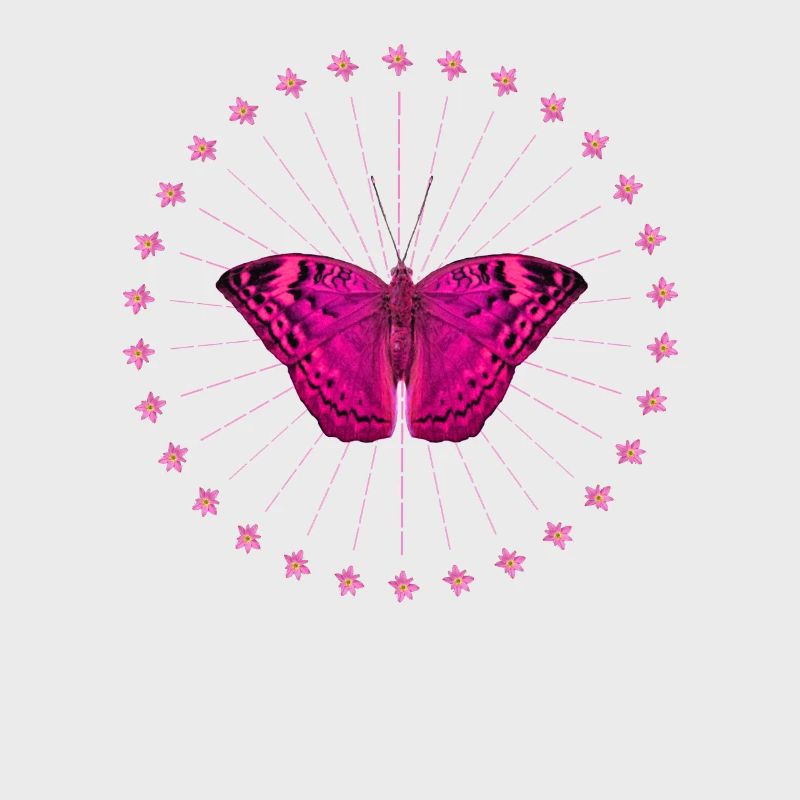 Papillon - Couronne de fleurs - Papillon - Fleurs