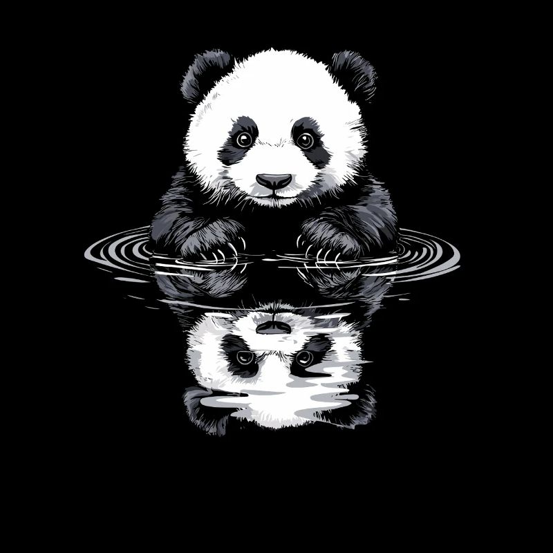 Panda avec reflet de l’eau