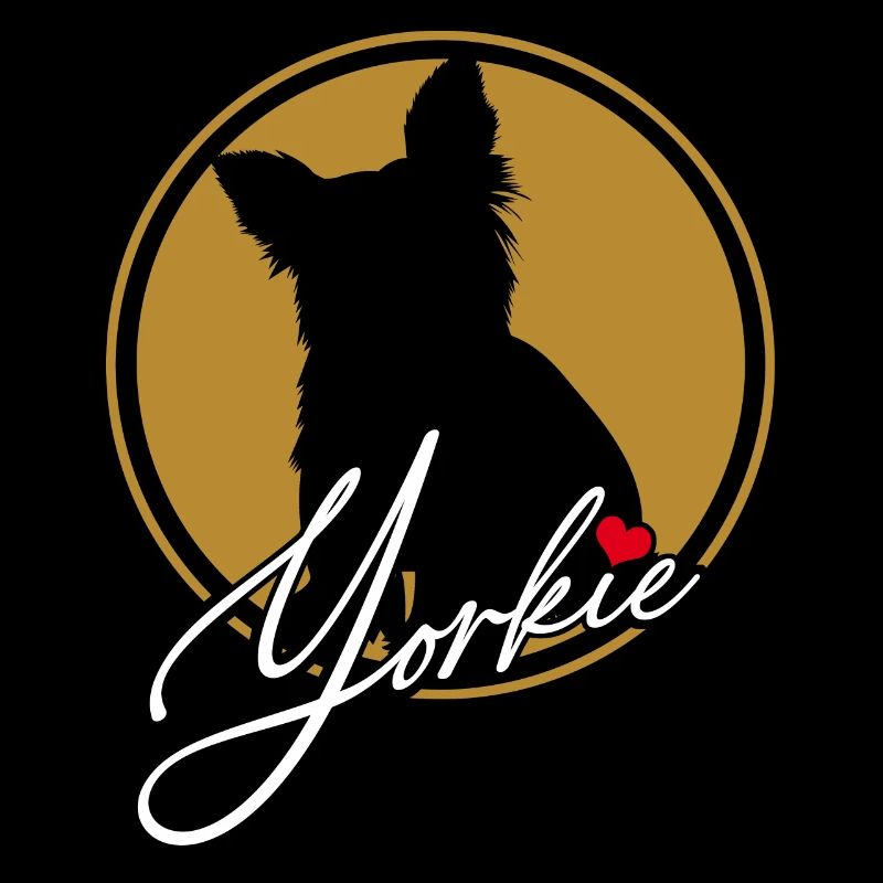 Yorkshire Terrier in colored circle with red heart