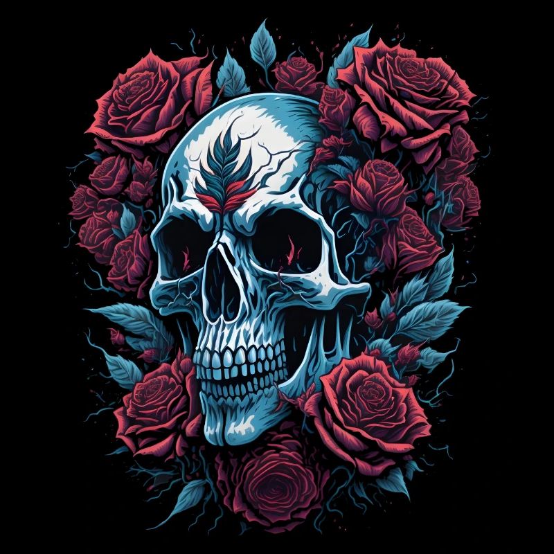Crâne avec des fleurs de roses