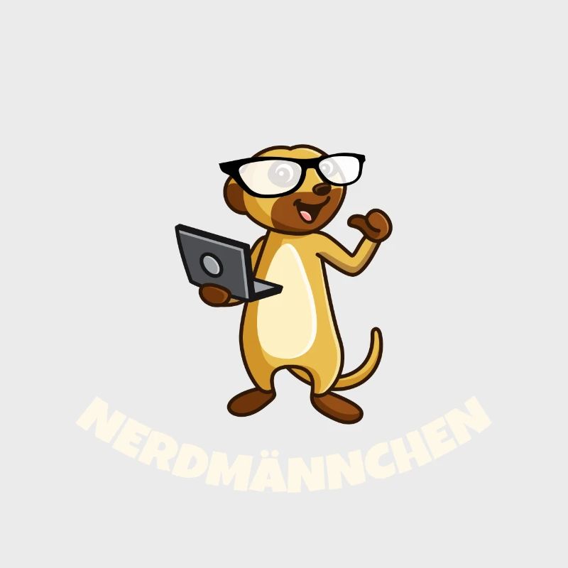 Nerd Erdmännchen mit Brille und Notebook Geschenk