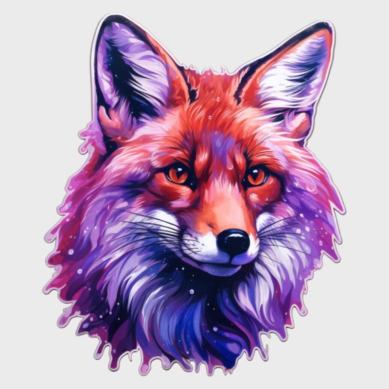Tête de renard colorée