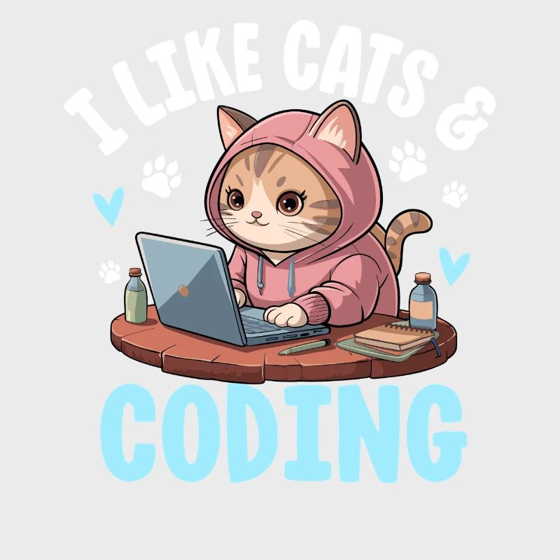 I Like Cats and Coding Nerd Design