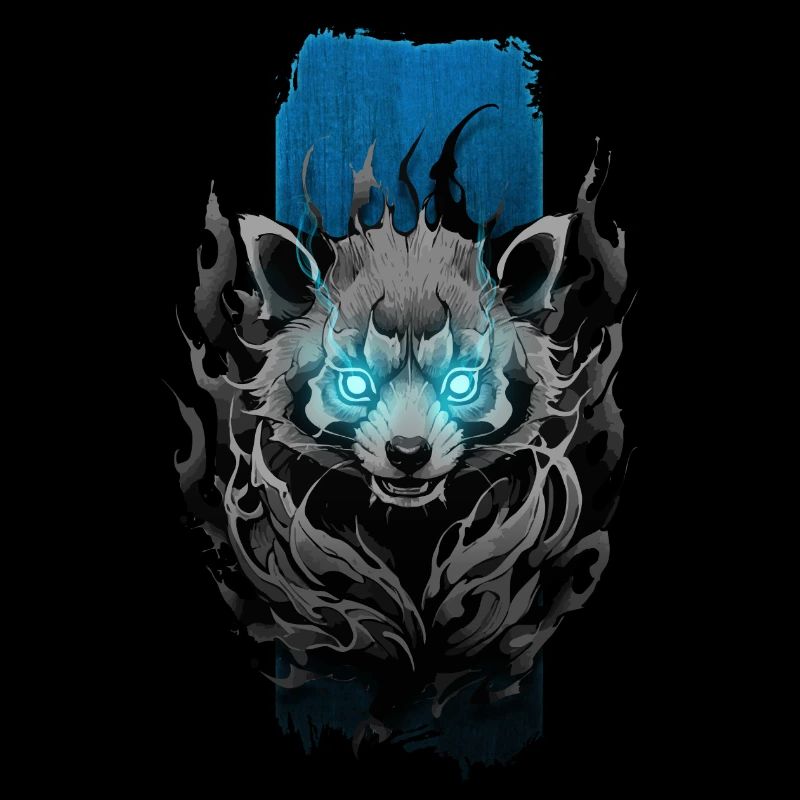 Red Panda Design with Blue Glowing Eyes
