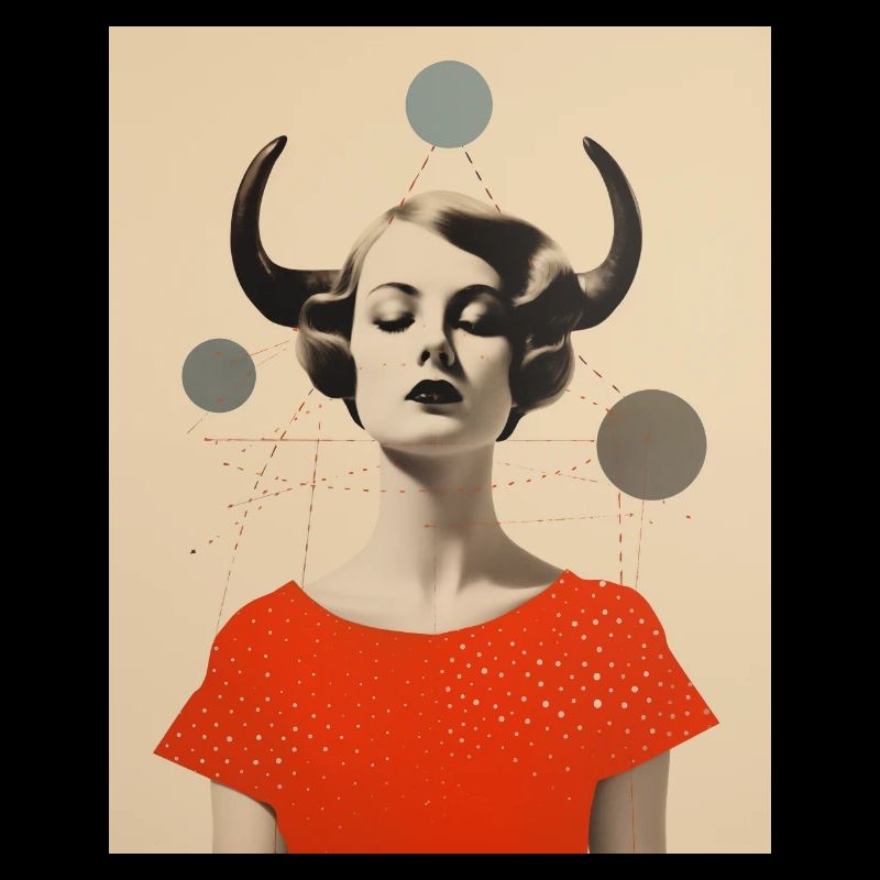 Taureau collage art astrologie