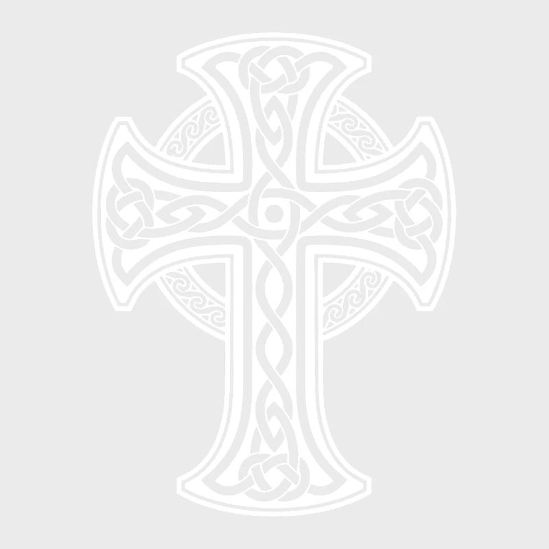 White Celtic cross with circular braid